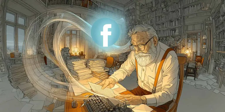 Elderly man writing in library