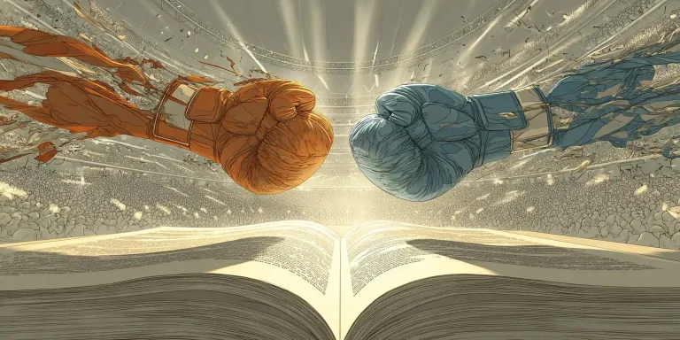 Boxing gloves above an open book