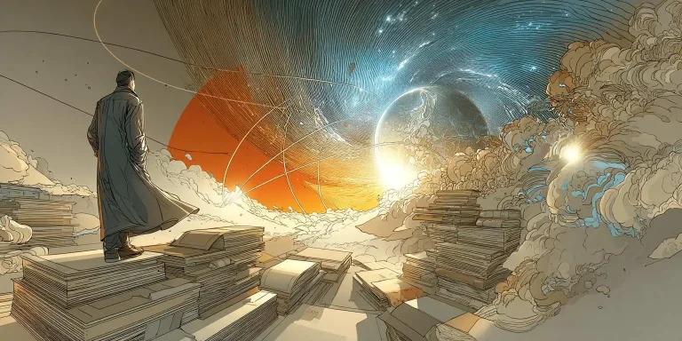 Surreal landscape with swirling colors