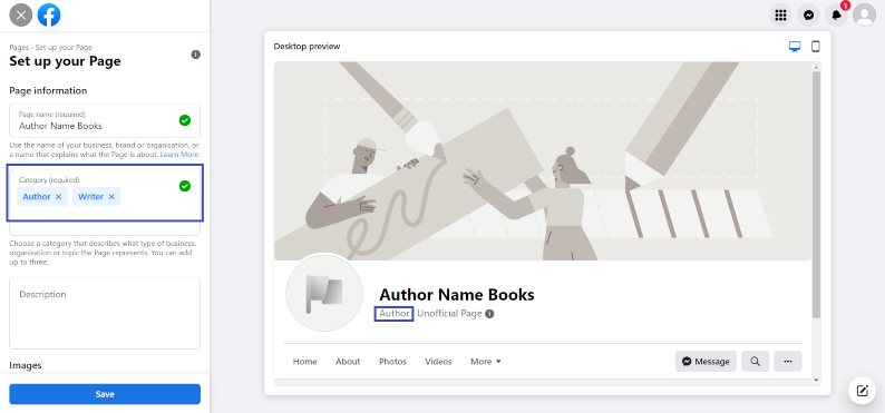 Facebook Page For Author Category