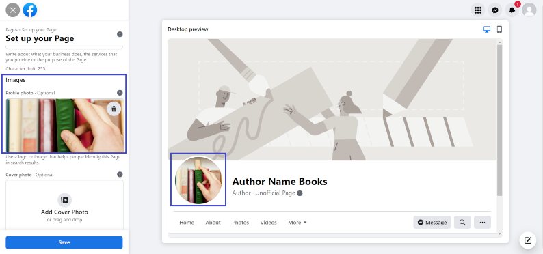 Facebook Page For Author Profile Pic
