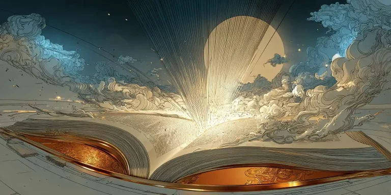 Open book with radiant light explosion