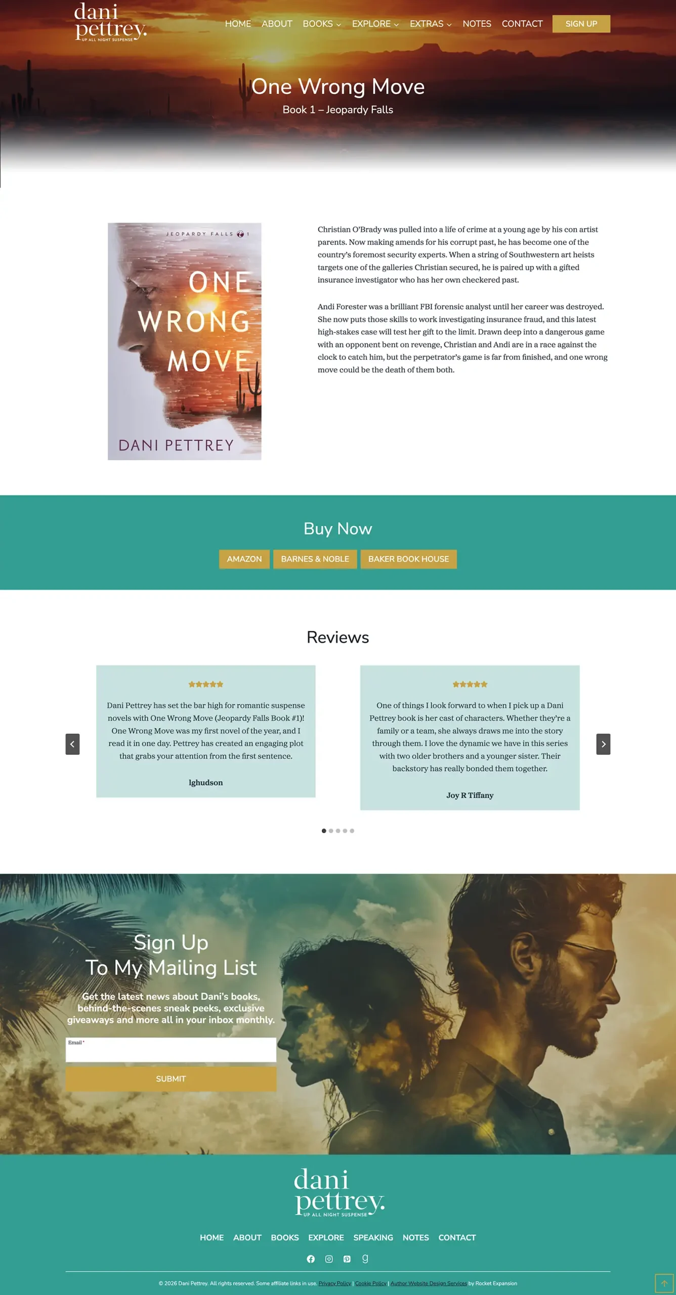 Romantic Suspense Author Website: Dani Pettrey 6 danipettrey book one wrong move copy scaled
