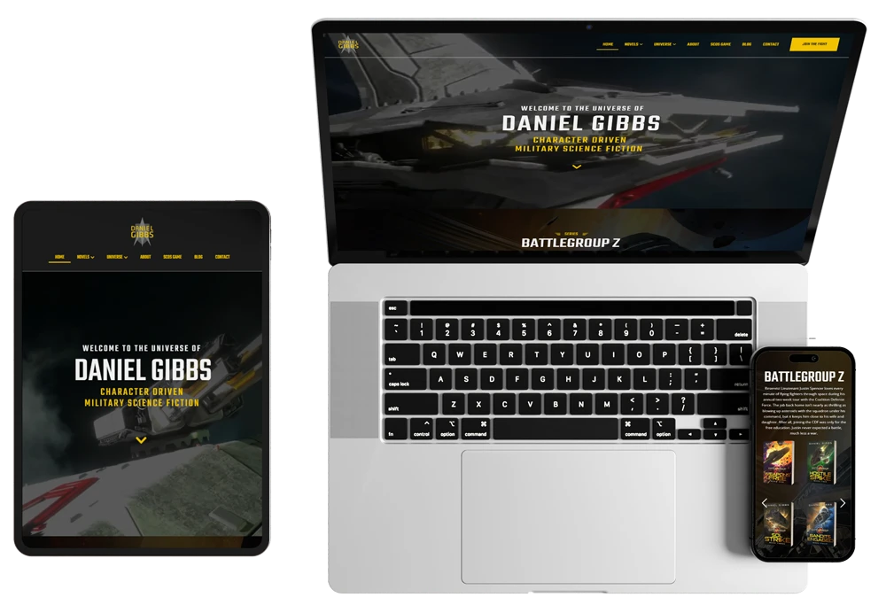 Sci Fi Author Website: Daniel Gibbs 1 Rocket Expansion Case Study Daniel Gibbs 3D Mockup