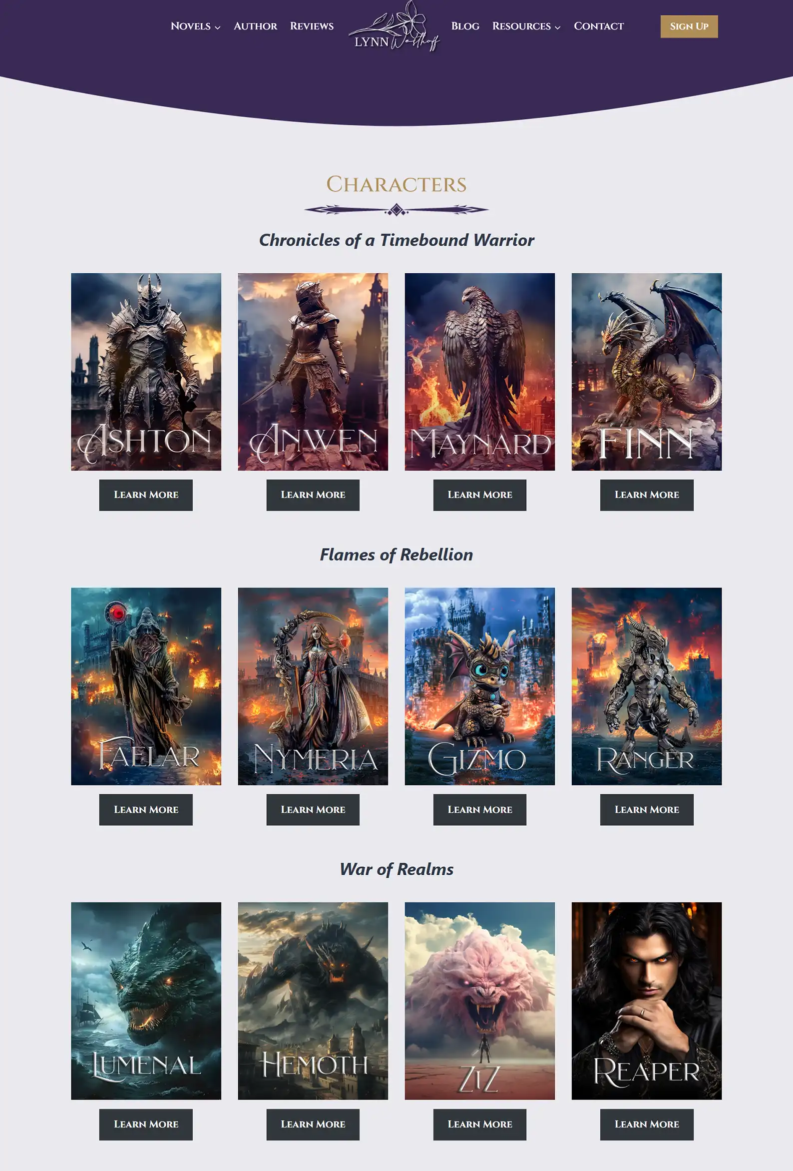 Fantasy Book Author Website: Lynn Westhoff 16 Rocket Expansion Case Study Lynn Westhoff Characters