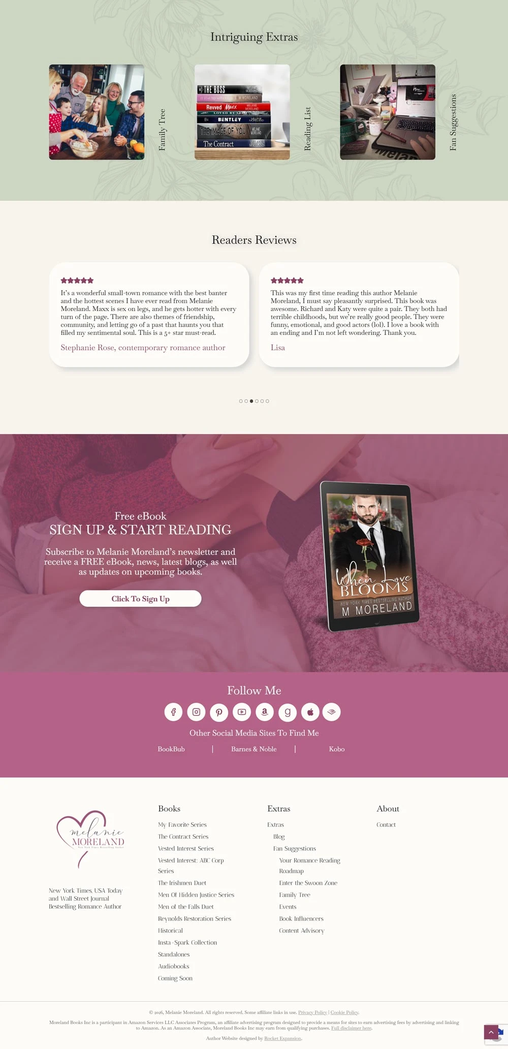 Romance Author Website: Melanie Moreland 4 Rocket Expansion Case Study Melanie Moreland Home 2 1