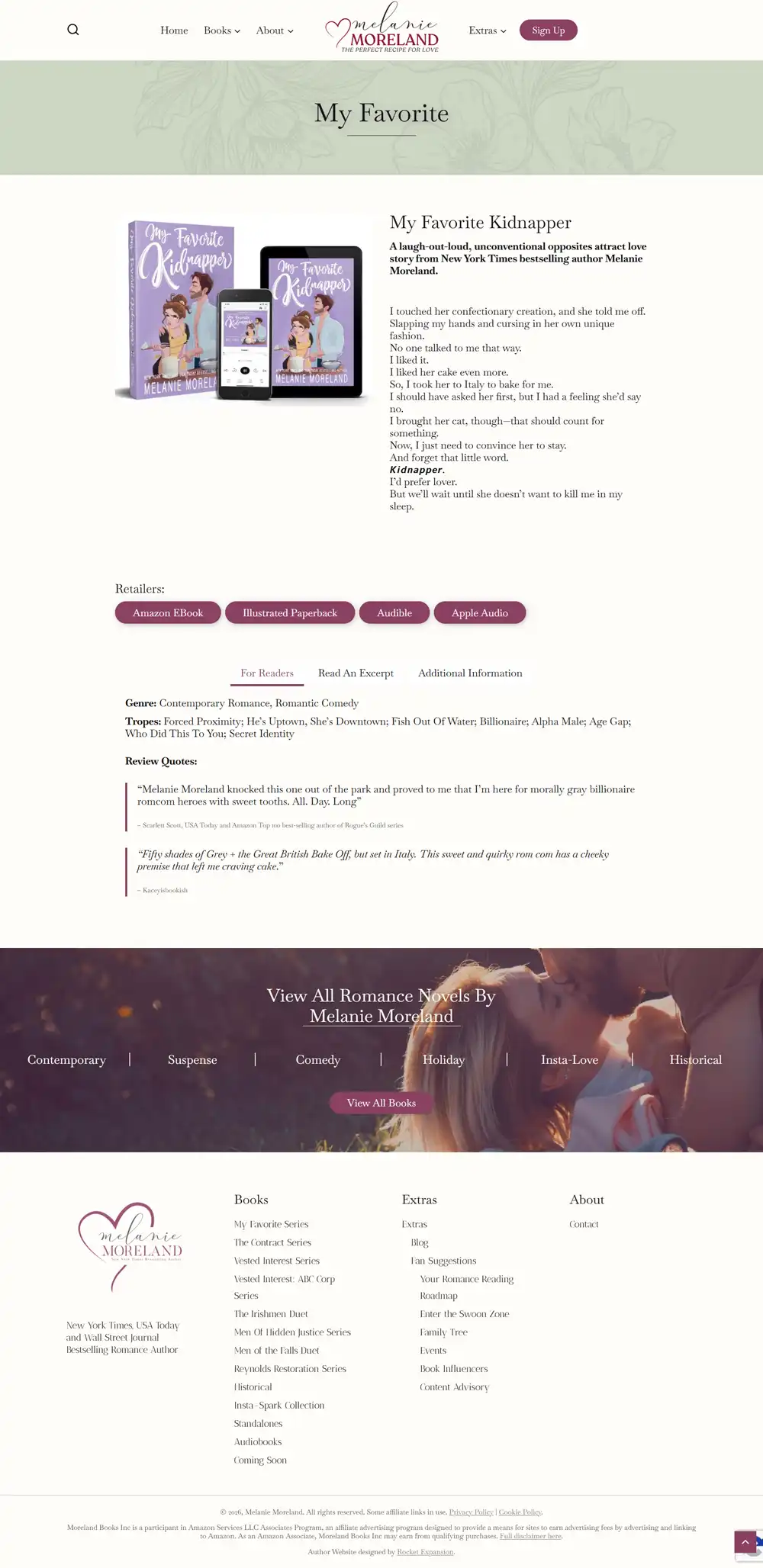 Romance Author Website: Melanie Moreland 9 Rocket Expansion Case Study Melanie Moreland Single Book Page