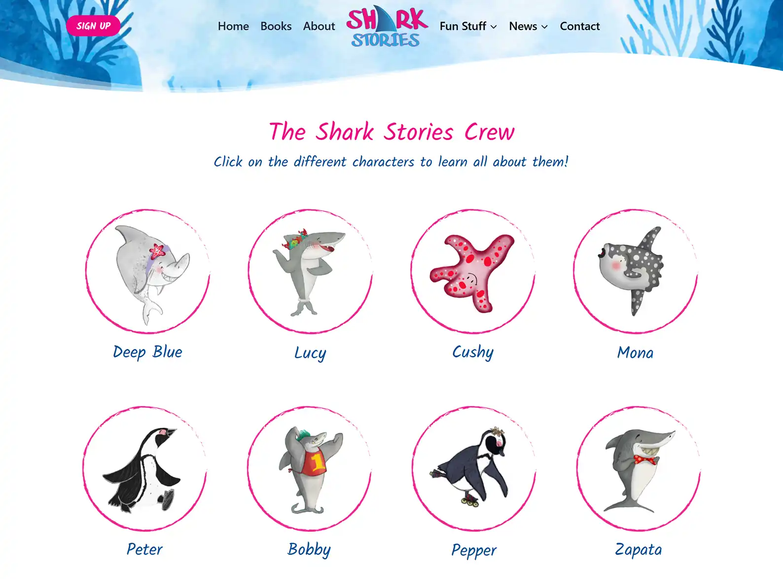 Children's Book Author Website: Shark Stories 11 Rocket Expansion Case Study Shark Stories Characters