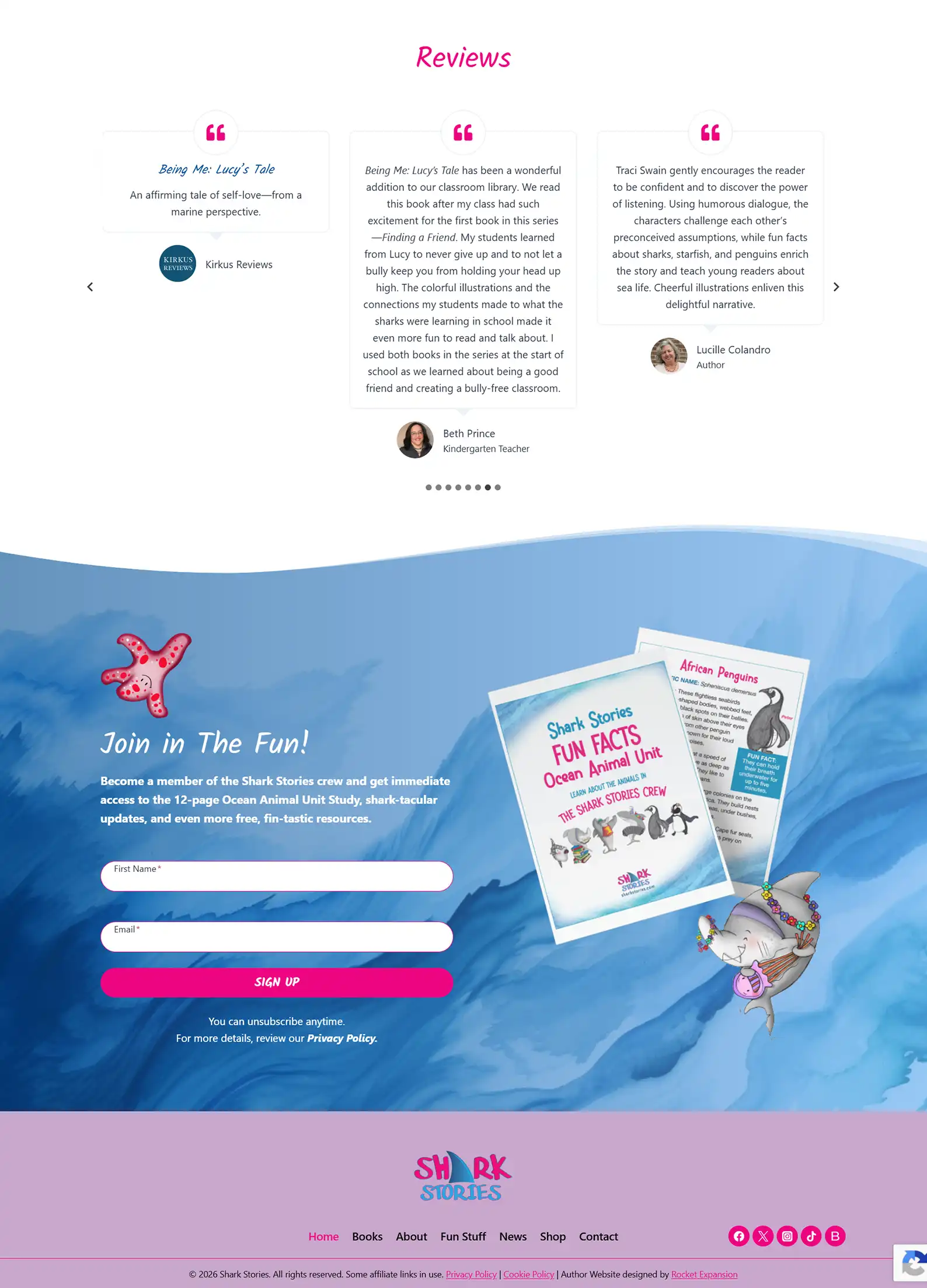 Children's Book Author Website: Shark Stories 4 Rocket Expansion Case Study Shark Stories Home 3