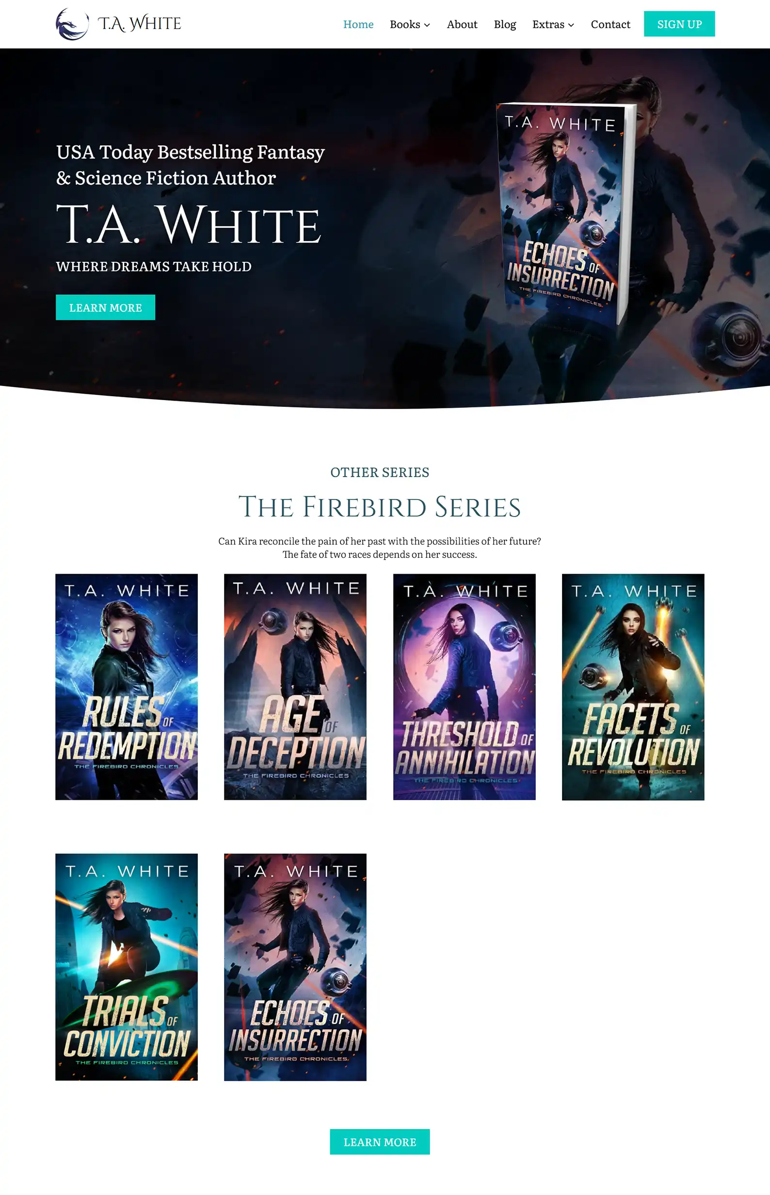 Fantasy & Sci Fi Author Website: T.A White 2 Rocket Expansion TA White Case Study Home 1