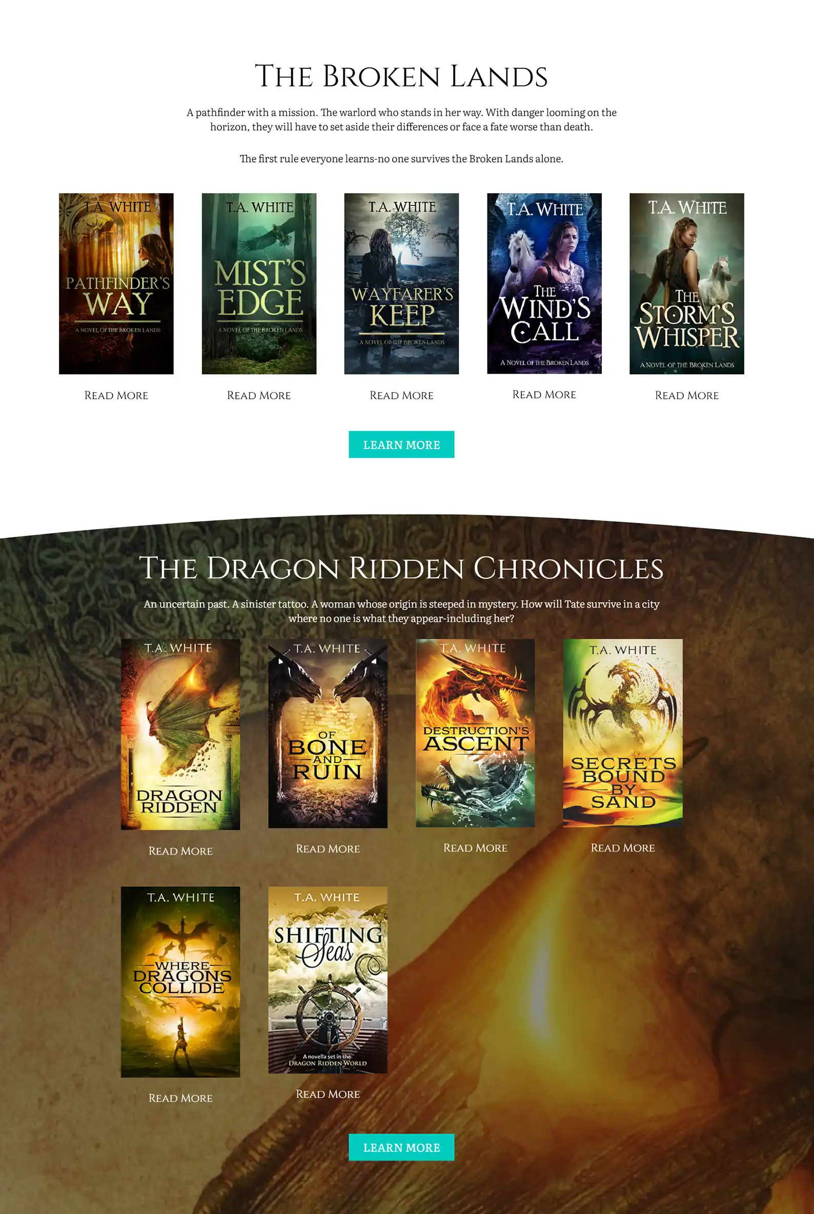 Fantasy & Sci Fi Author Website: T.A White 3 Rocket Expansion TA White Case Study Home 2 1