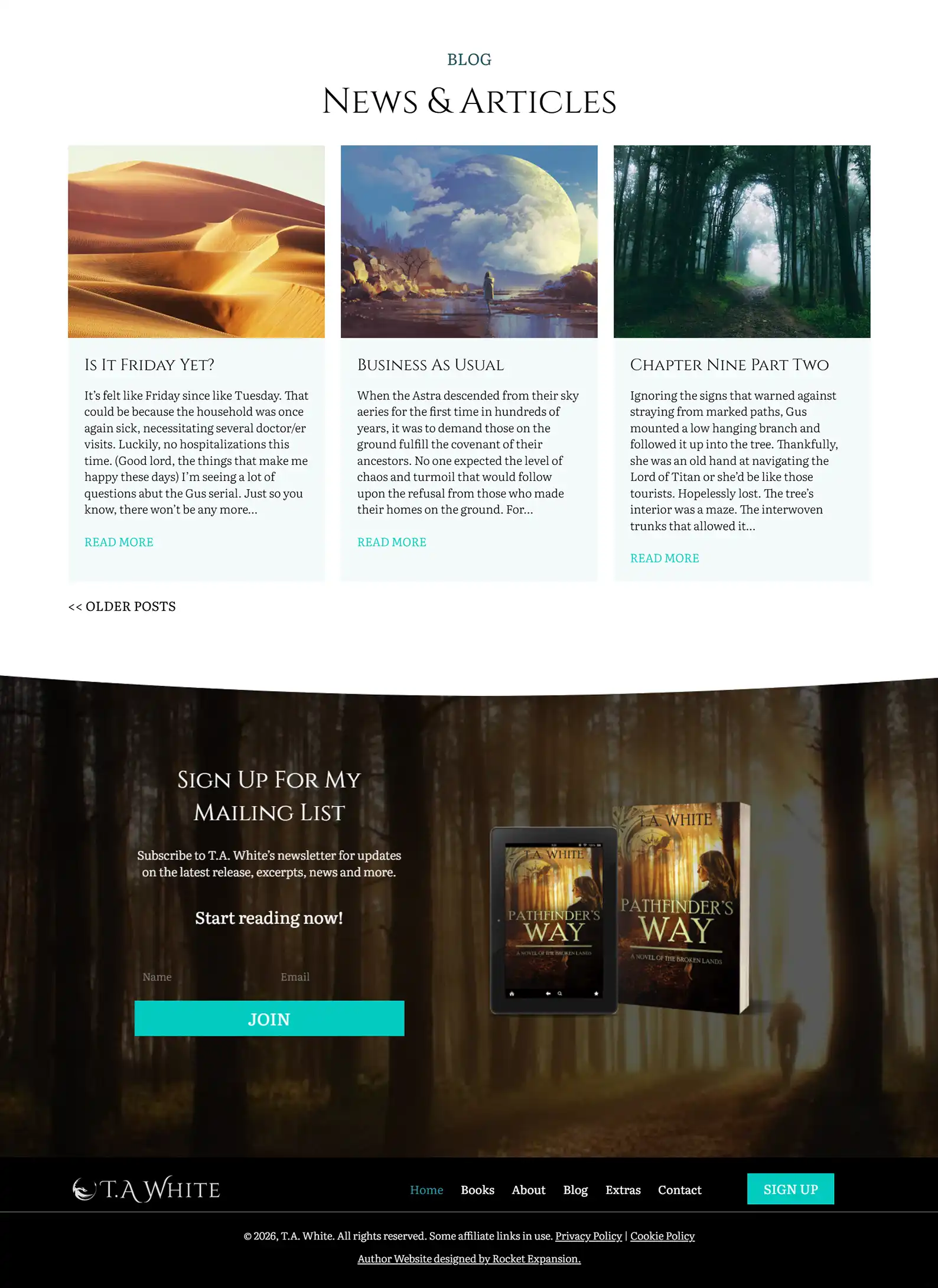 Fantasy & Sci Fi Author Website: T.A White 5 Rocket Expansion TA White Case Study Home 4