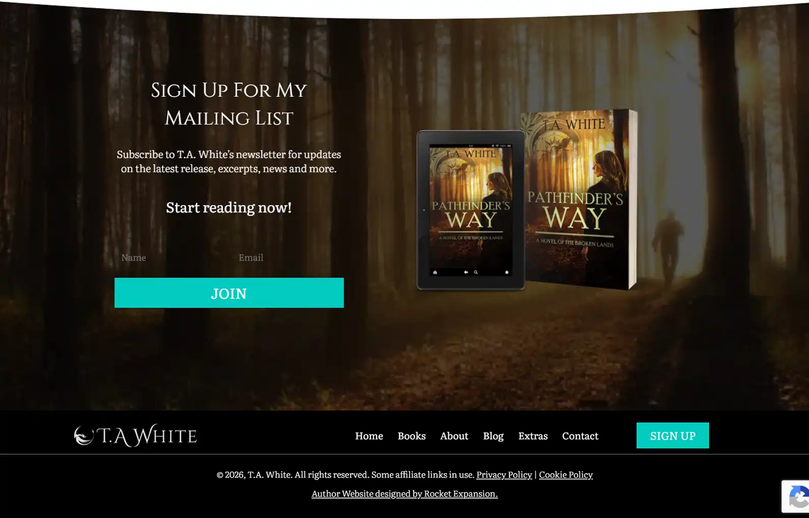 Fantasy & Sci Fi Author Website: T.A White 13 Rocket Expansion TA White Case Study Sign up