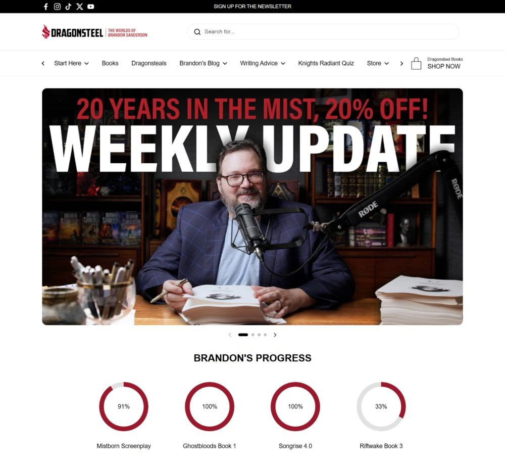 What Readers Want from an Author Website 14 Brandon Sanderson Site