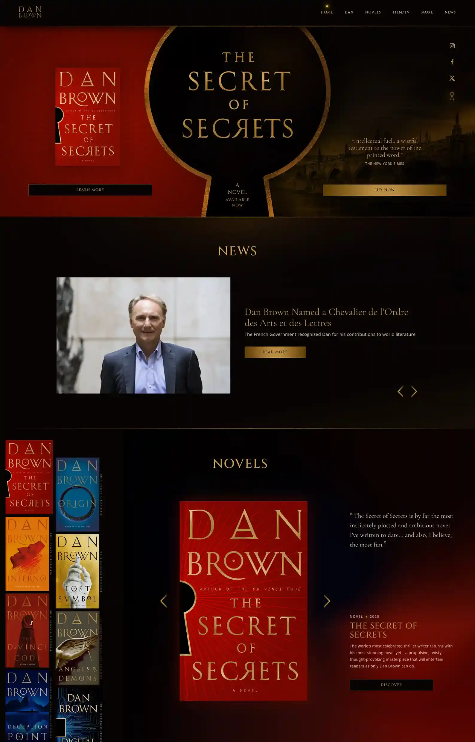 15 Thriller Author Websites That Are So Good It's a Crime 3 Dan Brown's Thriller Author Website