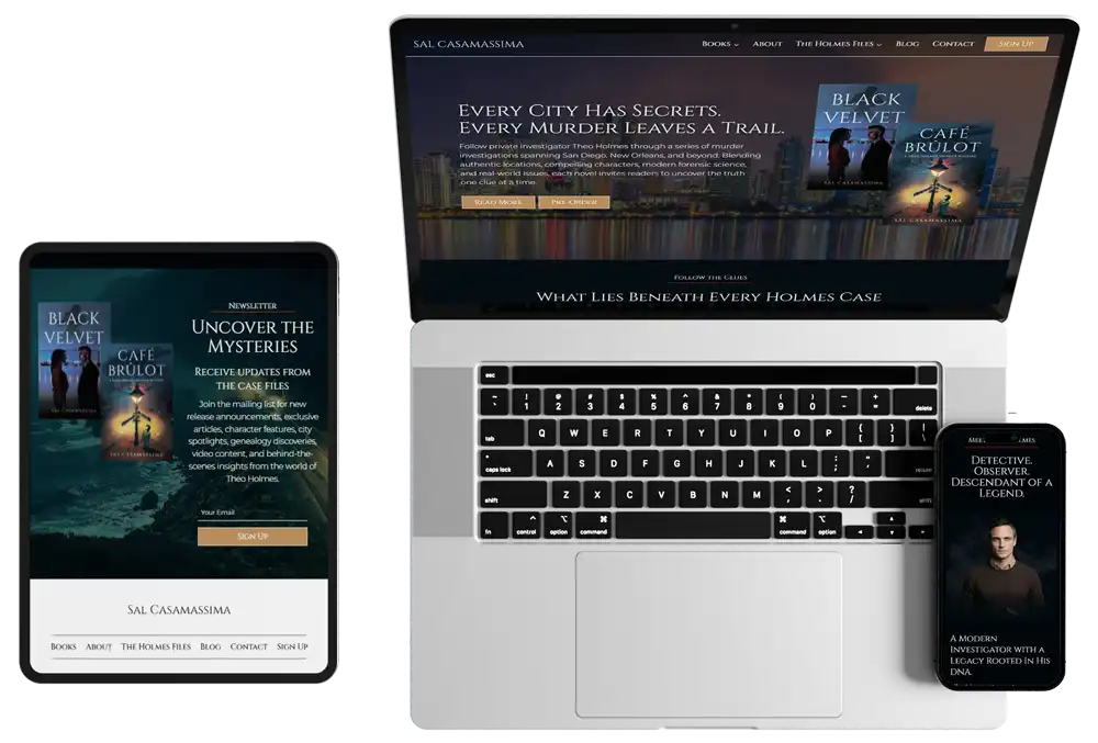 Murder Mystery Author Website: Sal Casamassima 1 Rocket Expansion Case Studies Sal Casamassima Mockup
