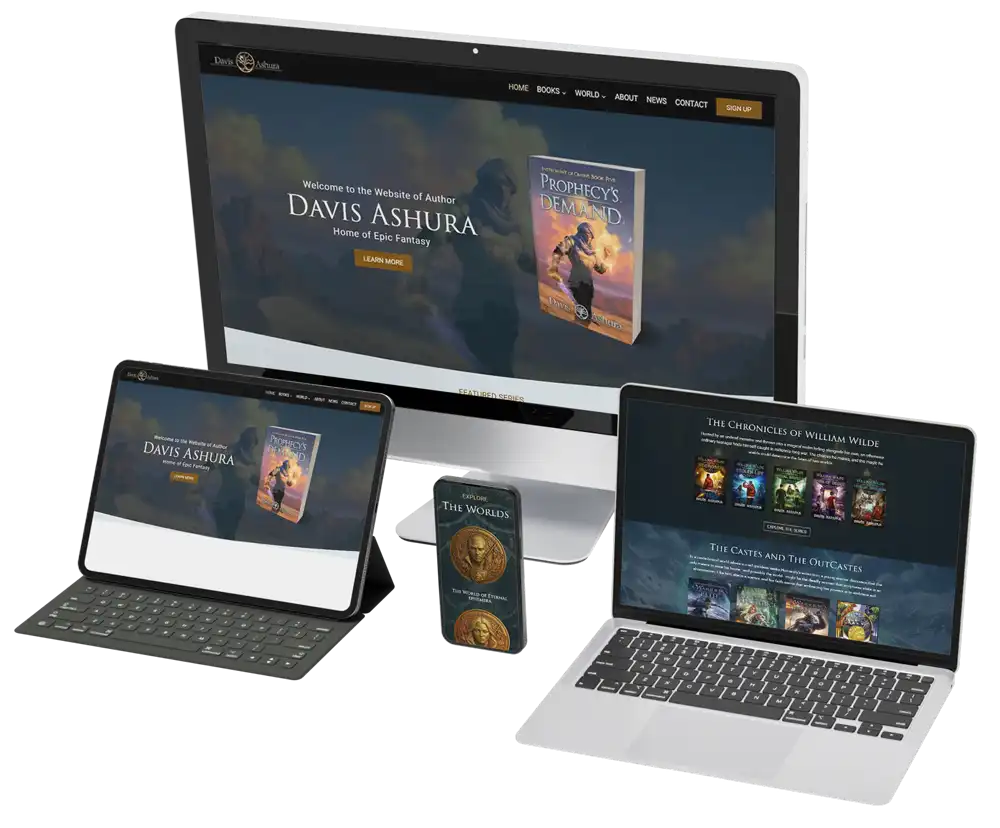 Epic Fantasy Author Website: Davis Ashura 1 Rocket Expansion Case Study Davis Ashura Mockups