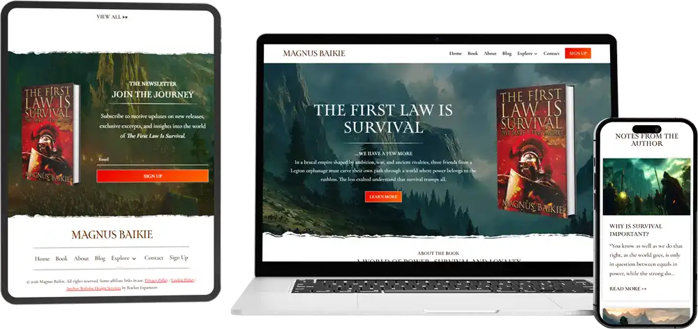 Fantasy Author Website: Magnus Baikie 1 Rocket Expansion Case Study Magnus Baikie Mockup