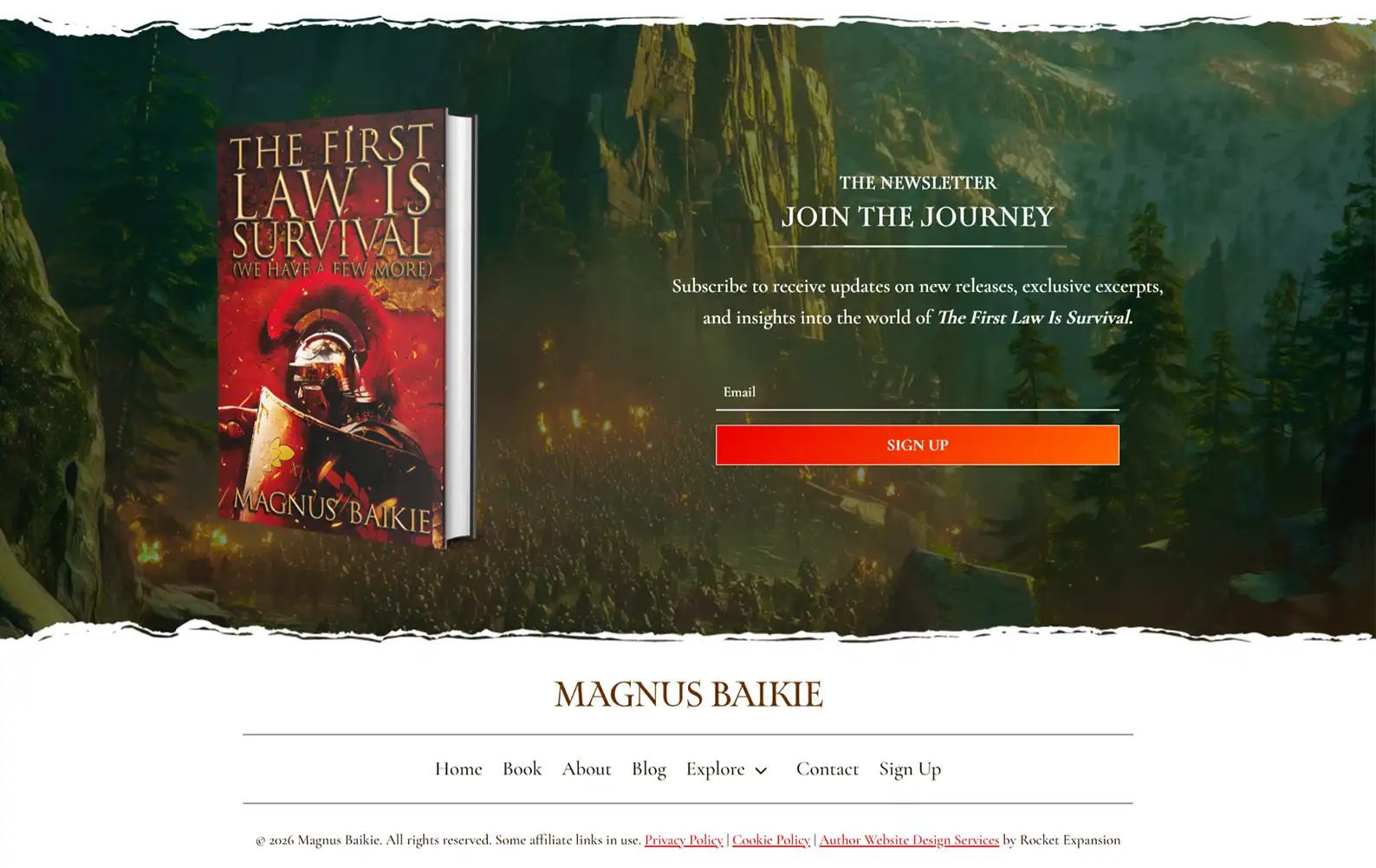 Fantasy Author Website: Magnus Baikie 6 Rocket Expansion Case Study Magnus Baikie Sign Up