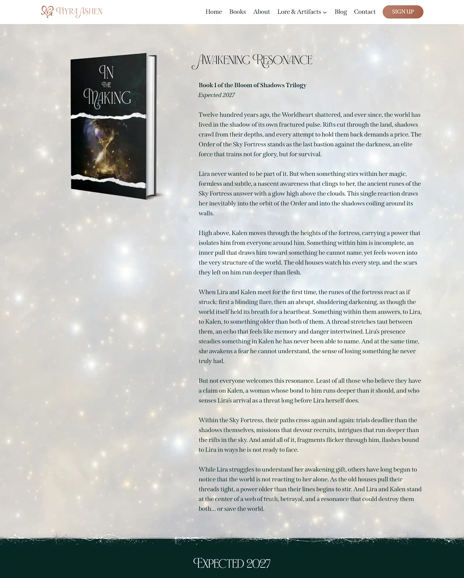 Romantasy Author Website: Nyra Ashen 6 Rocket Expansion Case Study Nyra Ashen Book 1