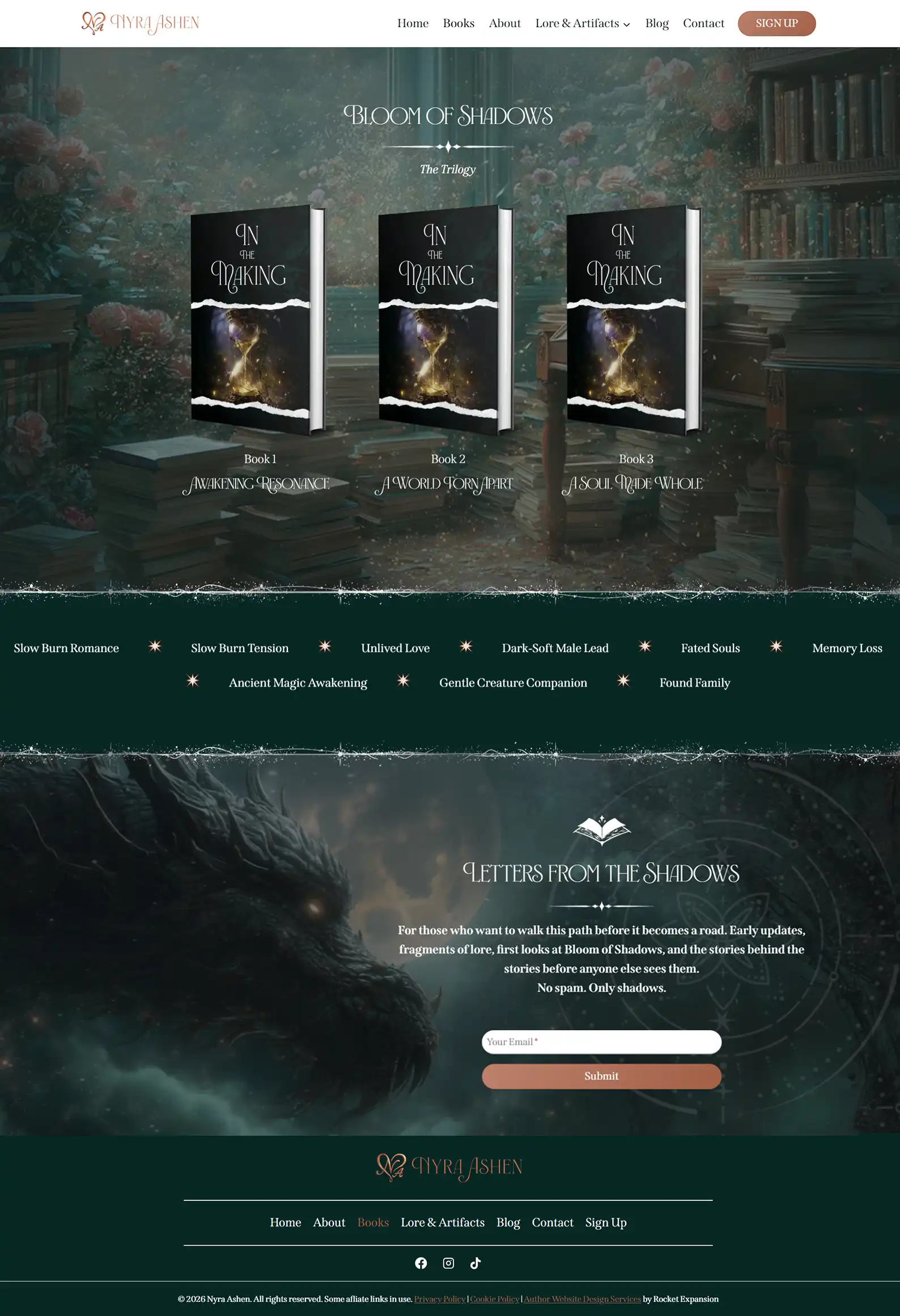 Romantasy Author Website: Nyra Ashen 5 Rocket Expansion Case Study Nyra Ashen Book Overview