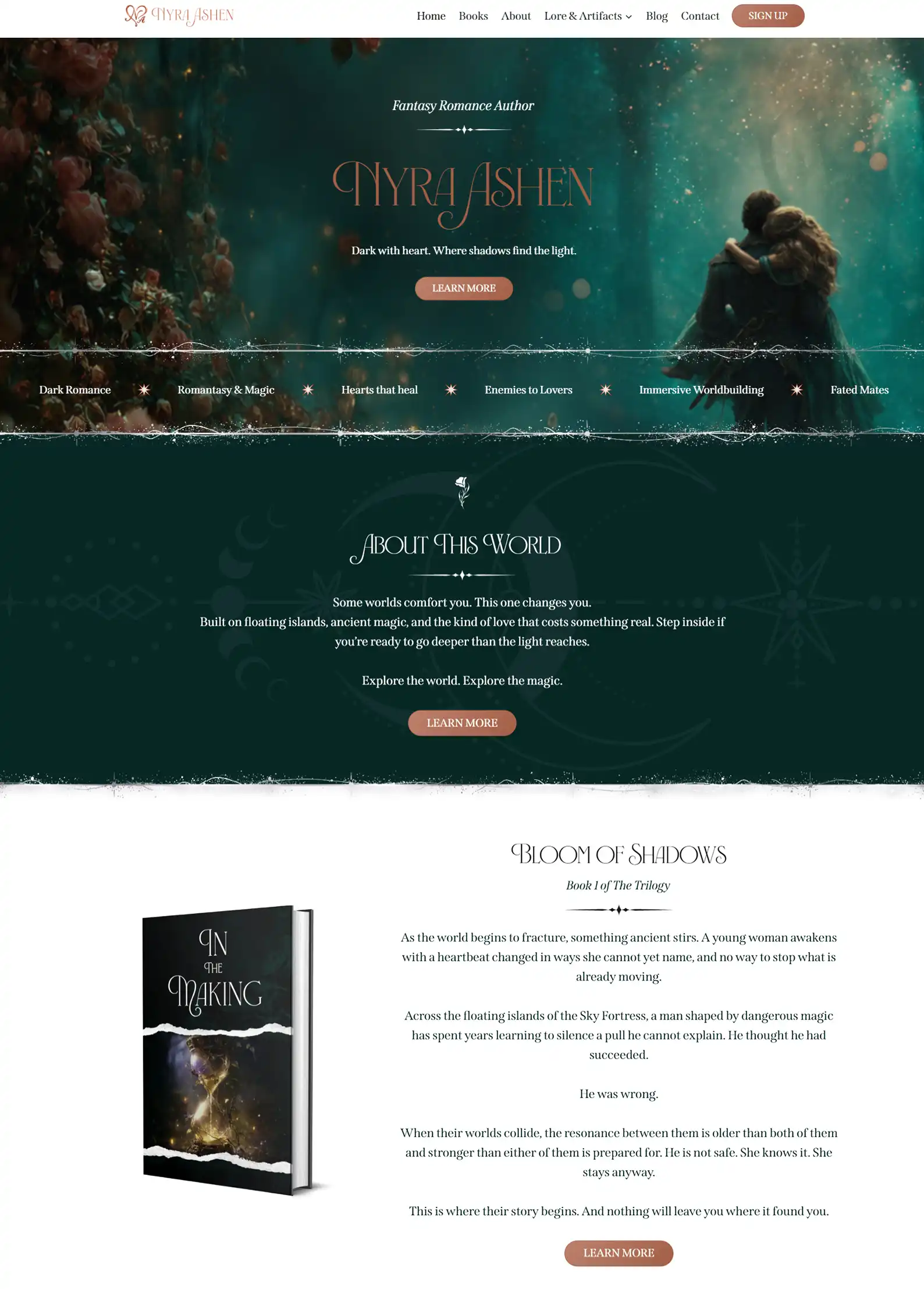 Romantasy Author Website: Nyra Ashen 2 Rocket Expansion Case Study Nyra Ashen Home 1