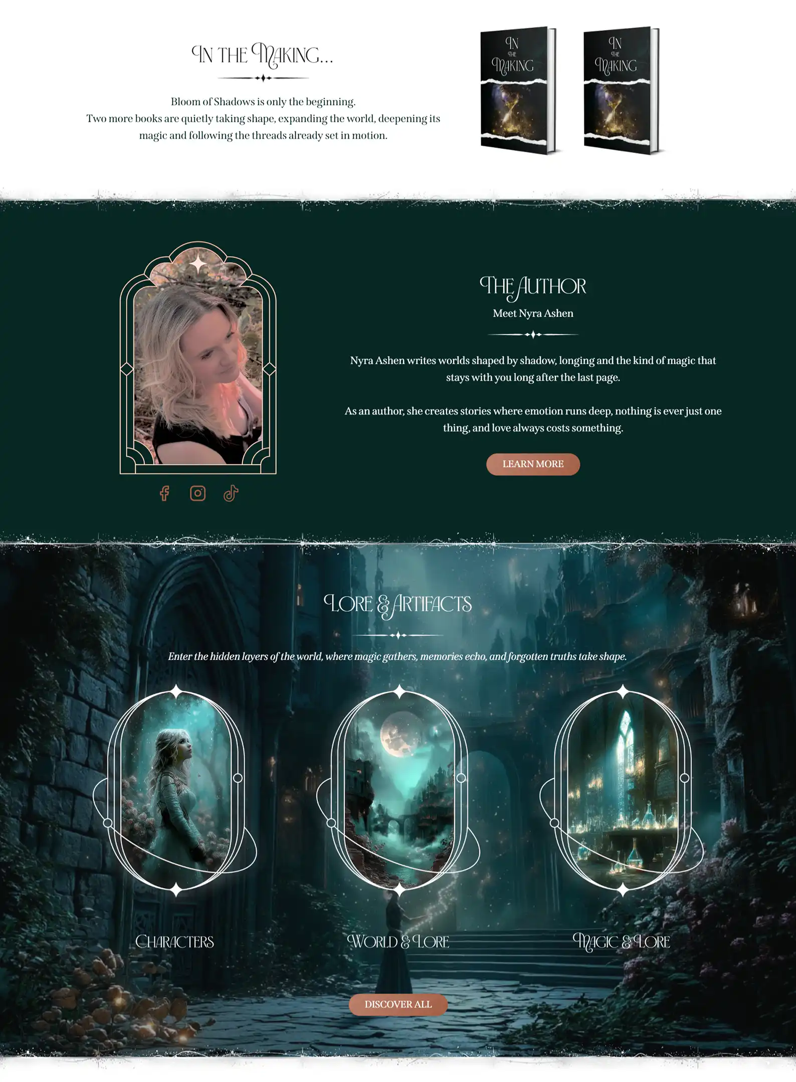 Romantasy Author Website: Nyra Ashen 3 Rocket Expansion Case Study Nyra Ashen Home 2